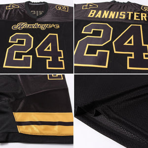 Custom Black Black-Gold Mesh Football Jersey - Fancustomjersey